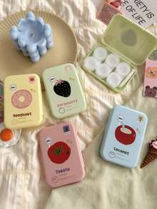 eyekan Cartoon Contact Lens Case Set, Minimalist And Portable Contact Lens Companion Box For Three Pairs, Includes Tweezers And Wearing Applicator Tools, Compact Lens Storage Kit For Home Use, Travel And Daily Carry, Practical And Cute Gift Choice For Friends And Lens Wearers - Multicolor - View 6