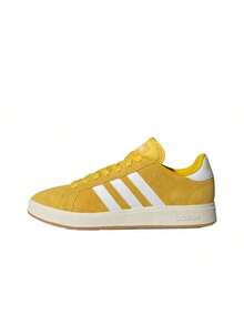 Adidas Grand Court Base 00s Synthetic Leather Comfortable Thin Sole Low-Top Sneakers, Unisex, Yellow & White - Yellow and White - View 25