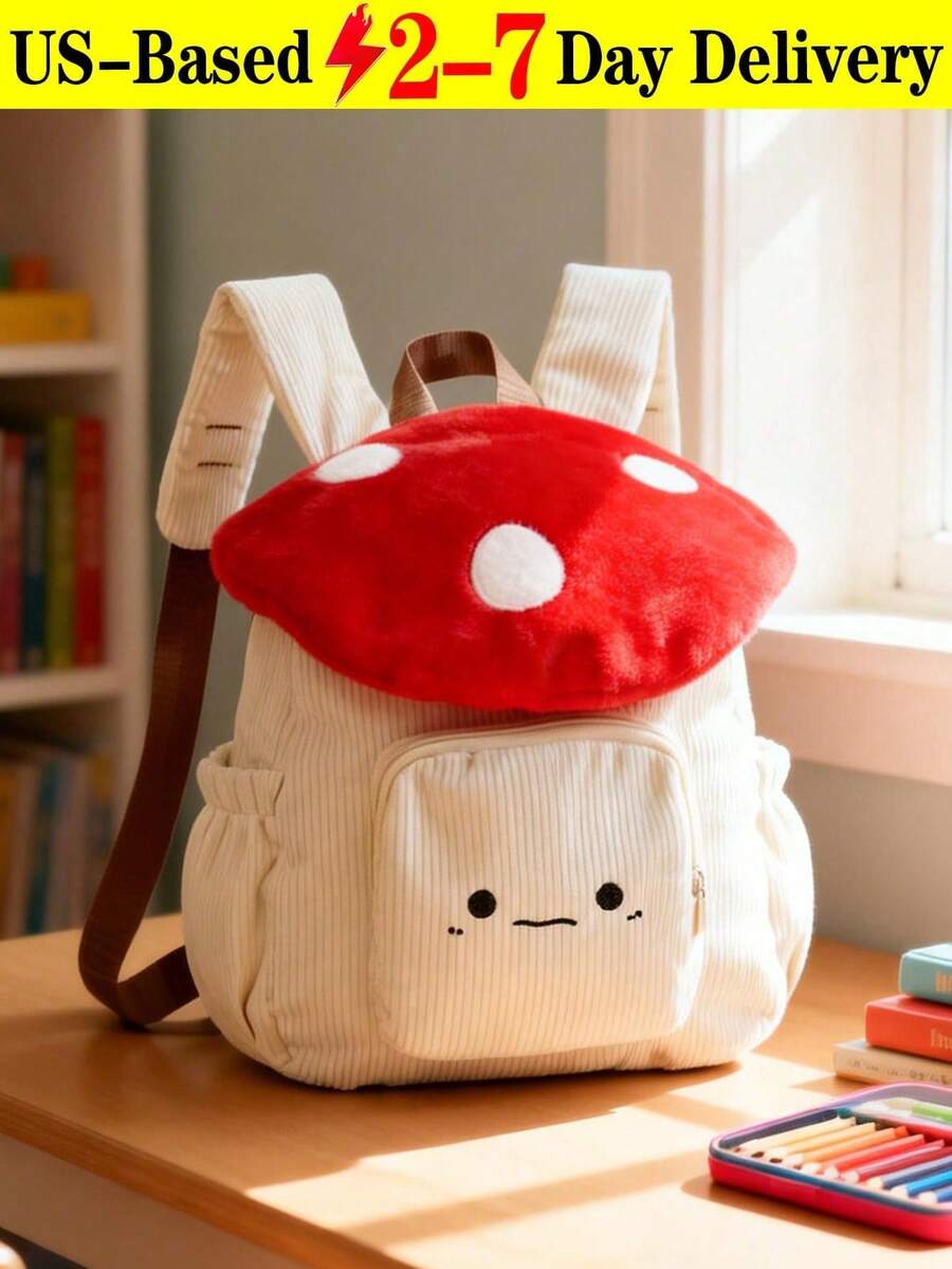 Cute Kawaii Mushroom Shaped Backpack Crossbody Bags Purse For Women Cartoon Travel Versatile Shoulder Handbag Stars Cute Aesthetic Backpack College Laptop Backpack Casual Travel Daypack For Teens Renaissance Mushroom Backpack Lightweight Drawstring Canvas Bag Ren Faire Larp Accessories(Red Circle) - 彩色 - 查看 1