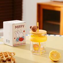 MIFFY 官方授权米菲兔印花玻璃杯 - 可爱的日本动漫兔子卡通饮水杯，家居及办公桌装饰，耐热饮料杯，适用于咖啡、茶、果汁，可爱美观的设计，完美的生日及节日礼物 - 彩色 - 查看 6