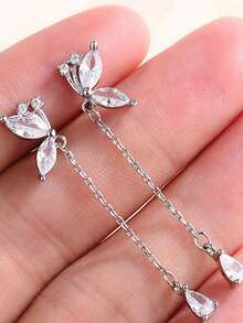 1 Par de Brincos de Borboleta Minimalista e Doce com Borla em Prata Esterlina 925, Projetado para Meninas, Hipoalergênico, Inclui Brincos de Borboleta e Cubic Zircônia, Adequado como Presente de Aniversário para Meninas - Borboleta - Visão 7