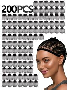 黑色网状假发帽，200/100/50/20/10/5/2个装，开口式假发帽发网，适合女性、男性、儿童、万圣节服装派对假发 - 黑色 - 查看 20