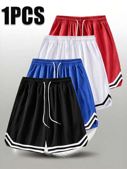 1件装男士休闲运动网眼篮球短裤，速干弹力时尚户外短裤，男女皆宜