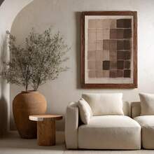 1幅侘寂风格墙饰，中性抽象日式印花，侘寂抽象方块海报，水彩棕色极简现代装饰画，乔迁礼物，不含画框 - 抽象 - 查看 2