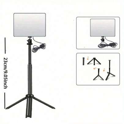 Large Size 10 Inch Square Fill Light With Three Colors And Multiple Adjustable Levels + Three-Section Adjustable Bracket, Portable And Extendable, Suitable For Recording Various Parties LED Light With Flexible Tripod Stand & Phone Holder, Compatible With IPhone Android Phone Mobile Phone For Photo Selfie Video Recording Zoom Meeting, Interviews, Live Streaming, Vlog, Family Gatherings, Christmas Party Shooting, For Handheld Selfie, Outdoor Activities Suitable For Photography, Video Recording, Live Streaming, Zoom Meeting, With Stand Selfie Light