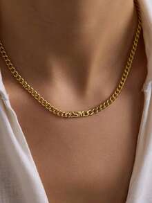 Customized Men's Cuban Link Chain Necklace, Letter Necklace, 14K Gold Letter Necklace, Men's Name Necklace, Groomsman Gift, Christmas Gift, Choker Necklace - Multicolor - View 6