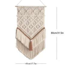 1件套手工编织挂毯，波西米亚风格墙面装饰挂毯，经典手工编织几何图案流苏背景墙，床头板挂毯 - 彩色 - 查看 9