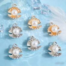 20个沙滩风贝壳珍珠吊坠，度假配饰挂件，DIY项链手链钥匙扣饰品配件，女士夏季服装/沙滩旅行用品 - 彩色 - 查看 2