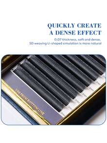 DeceMars 5D U-Shaped False Eyelashes, 8-15mm, C, D, Dd, L, L+, M Curl, 0.07mm Thickness, Black, 12 Rows, 1 Box, Eyelash Clusters, Individual Lashes, False Eyelashes - Black - View 4