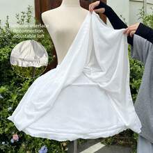 Luxury Satin Waist Ball Gown Hoop Petticoat, Fluffy Crinoline Underskirt For Wedding Bridal Dress, Extra Full Tulle A-Line Puffy Slip Bouffant - White - View 3