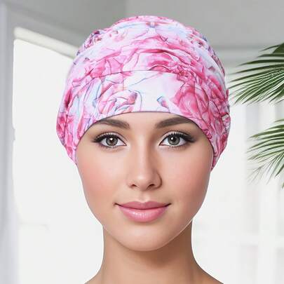 1pc High Elasticity Printed Swim Cap, Soft, Comfortable, Breathable And Quick-Drying. This Women's Swim Cap Can Fully Cover The Hair, Fit The Head Shape Without Tightness, Suitable For Daily Swimming, Training, Surfing, Water Sports And Daily Hair Care. Elastic, The Best Choice For Swimming Enthusiasts And A Must-Have For Water Sports.