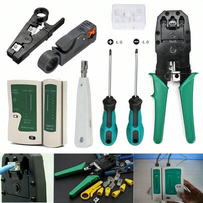 Kit Profissional de Rede Completo com Testador de Cabo Ethernet + Ferramentas de Crimpagem