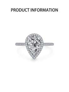 1枚925纯银方形切割戒指，适合女性佩戴。椭圆形轻盈立方氧化锆首饰，适合作为礼物。 - 戒指 - 查看 6