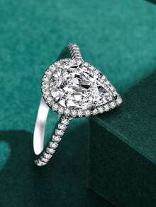 1枚925纯银方形切割戒指，适合女性佩戴。椭圆形轻盈立方氧化锆首饰，适合作为礼物。 - 戒指 - 查看 5