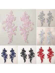 1pair Colored Lace Pair Flower Bridal Dress Headwear Lace Accessories Multi Color Headwear Clothing Car Stock Stickers - Multicolor - View 8