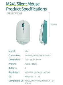 HP 惠普无线静音鼠标，电脑鼠标，游戏鼠标 - 符合人体工学的右手设计，2.4GHz 稳定连接 - 兼容台式机和笔记本电脑 - 淺綠色 - 查看 9