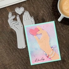 1 件装手和心形剪贴簿模具 - 非常适合纸艺、卡片制作、剪贴簿和 DIY 相册装饰，该模具采用金属结构。 - 多色 - 查看 5
