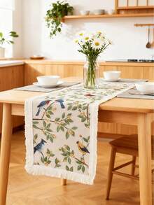 MineLain 1 buah Taplak Meja Persegi Panjang Gaya Pastoral Motif Burung & Bunga Segar, Tenun Jacquard, Trim Renda Beige, Dapat Dicuci, Cocok Untuk Meja Kopi, Bufet, Penutup Lemari Sepatu, Taplak Meja Dekoratif, Bendera Teh, Dekorasi Rumah Sehari-hari Gaya Rumah Pertanian Pedesaan, Cocok Untuk Dapur, Ruang Makan, Pesta Makan Malam, Liburan, Musim Semi/Panas, Semua Musim - MultiWarna - View 11