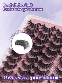 (20 Pairs,5 Styles) Large Volume Wholesale Luxurious Faux Mink Lashes Natural Look Wispy Fluffy Handmade Cat Eye False Lash Pack, False Eyelashes Set, Fake Lashes Strips, Makeup Fake Eyelashes Pack - Black - View 8
