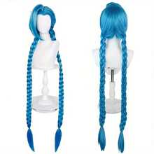 Tóc giả cosplay màu xanh da trời rực rỡ, chịu nhiệt, có mái - Tóc giả dài hai bím tóc tết siêu dài và tóc giả ngắn lệch một bên màu xanh dương với phần đuôi tóc màu tím nhẹ và tóc giả ngắn kiểu búi đôi màu xanh dương với điểm nhấn màu hồng - Hoàn hảo cho trang phục lễ hội, Comic Con, lễ hội hóa trang, sự kiện anime, tiệc theo chủ đề và sử dụng hàng ngày, món quà lý tưởng cho game thủ và người hóa trang. - Nhiều màu - Xem 1