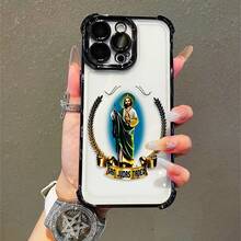1 Stück, Jesus-Muster, einfache stilvolle quadratische Handyhülle für iPhone 11/12/13/14/15/17/Air/Pro/Plus/Pro Max und Galaxy S22/S223/S84/S25/Ultra/FE/EDGE. Geeignet als Geschenk für Freunde oder Valentinstagsgeschenke. - Verschiedenfarbig - Übersicht 4