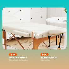 Mesa de masaje portátil de 28 pulgadas de ancho, cama para pestañas con altura ajustable - Crema - Ver 3