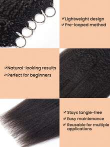 5pcs Black Natural Curly 3rd Generation Crochet Knitted Human Hair Extensions, Feather-Like Texture, 10-26 Inches Length, 250g Weight, Suitable For Dreadlocks & Bohemian Braids - Natural Black - View 6