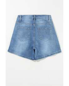 Ashleigh Blue Rhinestone Embellished Denim Shorts Women - 藍色 - 查看 7