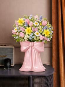 1 pieza Jarrón con diseño de mariposa estilo nórdico retro, tono vintage/crema, decoración del hogar creativa de resina, adecuado para sala de estar/entrada, también se puede usar para estudio, estantería, gabinete, alféizar de ventana y estante de piano - Multicolor - Ver 3