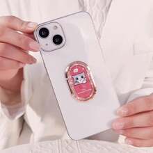 1pc Cute Cat Metal Phone Grip Stand With Rhinestone, Finger Ring Holder, Rotatable Desk Phone Holder, Multifunctional Slouchy Phone Grip - Multicolor - View 4