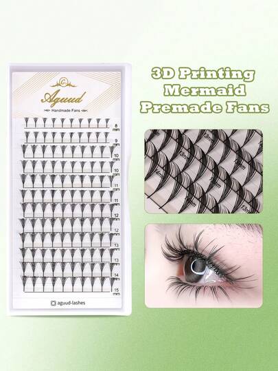 120 abanicos de impresión 3D con estilo de sirena, abanicos premade de volumen C D Curl, abanicos de cachemira aterciopelada de hadas con efecto wispy para extensiones de pestañas postizas y cosplay