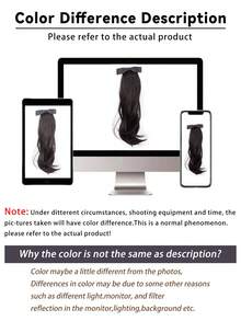 女士合成编织假发，带蝴蝶结和波点装饰，马尾辫带发夹，自然蓬松，增加发量，低马尾假发，爪夹，发卡 - 彩色 - 查看 7