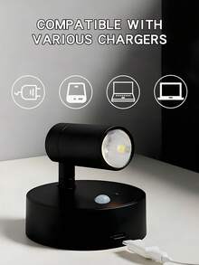 LED Rechargeable Wall Lamp, Magnetic Spotlight, Dimmable Painting Light, Bedside Reading Lamp, Eye-Care Bedroom Night Light, Wireless No-Punch, 360° Rotatable Touch Control, With 2000mAh Lithium Battery, Non-Waterproof ABS And Plastic - Rotating Spotlight - View 10