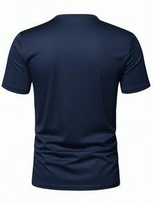 GRDR Men's Summer Casual All-Match Solid Color Crew Neck Short Sleeve T-Shirt - Navy Blue - View 4