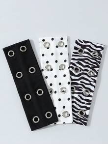 3条/套 时尚朋克风发带，哥特风女士发饰，柔软防滑弹力镂空斑马纹波点图案，适合海滩、度假、瑜伽、日常佩戴的时尚发带 - 三件式斑馬紋+波點+純色 - 查看 3