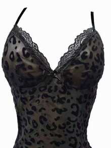 Camisón de mujer sexy con volantes, suave y sensual, bata de lencería para damas - Negro - Ver 7