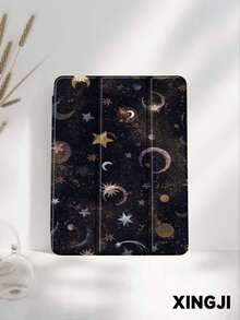 1pc Night Sky Star & Moon Pattern Flat Protective Case, Compatible With 10.2" 10th/ (A16) 11" 11th 2025, Pro 11" 2021/2020, Galaxy Tab A8 10.5" 2022, Matepad 10.4/Tab, With Pencil Slot, Anti-Drop, Tablet Stand, Auto Sleep/Wake, Ramadan - Multicolor - View 3