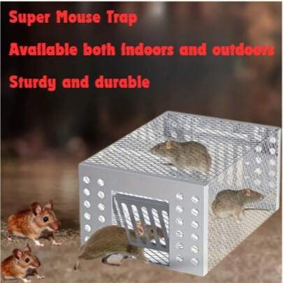 可重复使用的人道捕鼠器，可水洗，适用于捕鼠、田鼠和其他啮齿动物，室内/室外均可使用，适合宠物和家庭成员，自动弹簧门，便携式户外捕鼠器