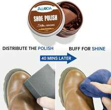 Alloda Black&Amp;Mid Brown Shoe Polish Kit, Boot And Leather Shoe Shine Kit, High Density Sponge Brush Cleaner, Polish Towel(Black + Mid Brown) - White - View 5
