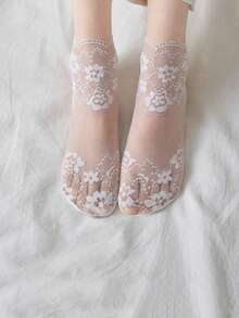 1/5/10 Pairs Women's Summer Thin Lace Floral Sexy Sheer Mesh Socks - Multicolor - View 8