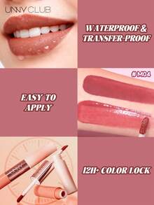 unny club Multi-Color Double-Ended Smudge-Proof Lip Gloss, Waterproof Sweat-Resistant Non-Stick Cup, Long-Lasting Liquid Lipstick Cosmetics, Suitable For Daily Makeup Use - M04 Rose Siege - View 4