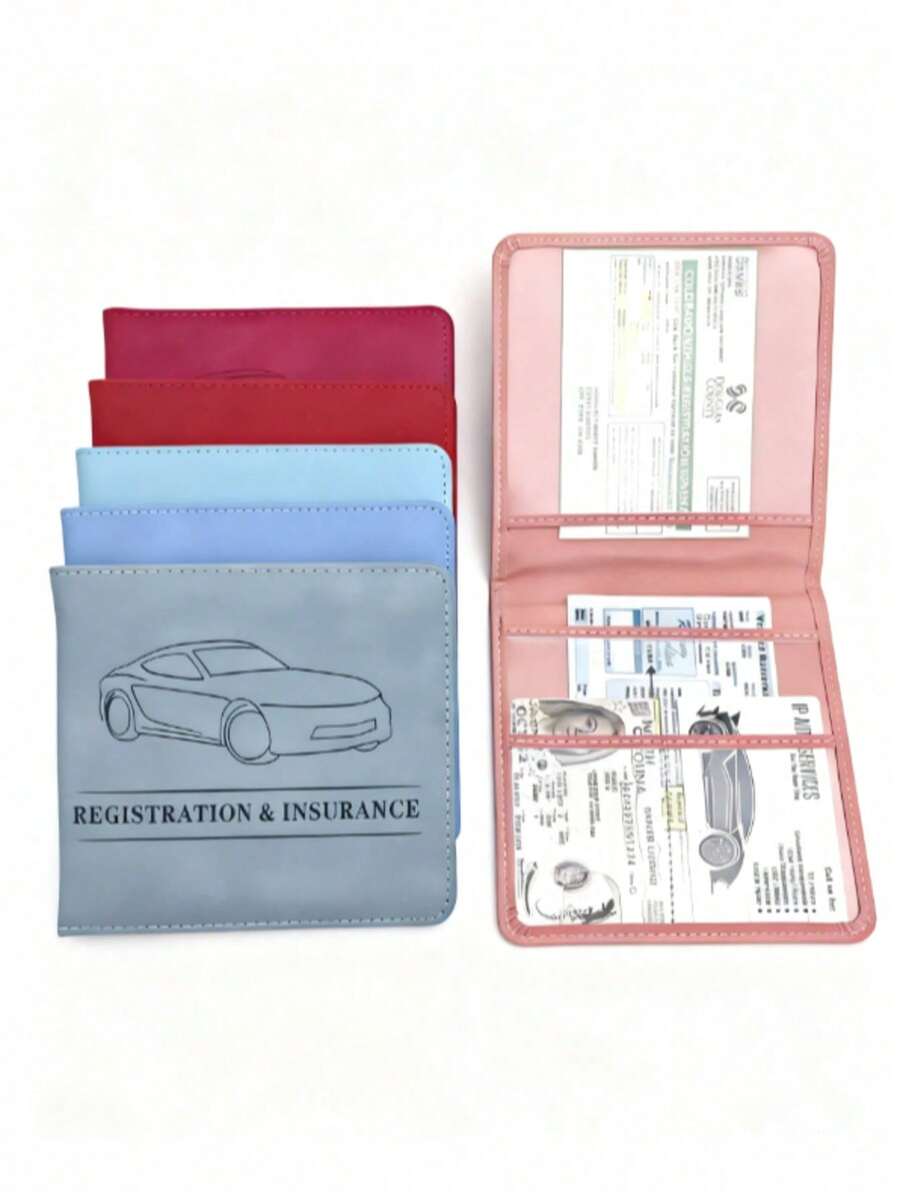 Men's Random Vehicle Registration & Insurance Document Holder Wallet, Convenient For Organization And Storage, Casual Style