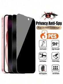 Kit com 3 películas protetoras de tela de vidro temperado anti-espionagem para privacidade, compatíveis com 17 Pro Max/17 Air/17 Pro/17/16 Pro Max/16/16 Pro/16 Plus/16 Edge/15/14/13 Mini/12/11/X. - Preto - Ver 33