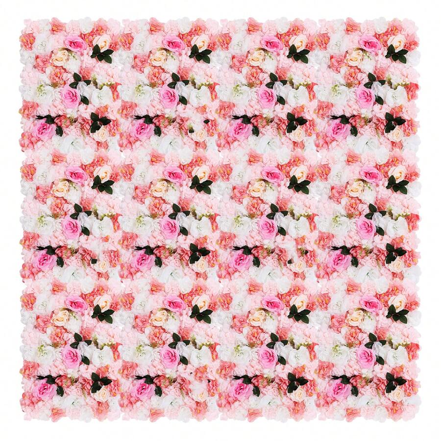 eusmeyusnt 12pcs Künstliche Blumen 40x60cm, Seidenblume Blumenwand Deko, Rosenwand Kunstblumen Für Hochzeitsdekoration, Raumdekoration Haus Dekoration - Rosa + Weiß - Übersicht 1