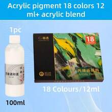 Bộ 12/18/24/36 màu sơn acrylic 12ml/0.406oz (hộp) + 1 chai 100ml/3.38oz (hỗn hợp acrylic), sơn không màu đậm, có thể dùng cho tranh vẽ trên vải, đồ thủ công, trang trí tường, vẽ quần áo, đồ dùng học tập, dụng cụ vẽ tranh, thích hợp làm quà tặng Giáng sinh, Lễ Tạ ơn, sinh nhật. - bộ sơn acrylic - Xem 18