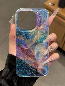 IMD Glitter Gradient Marble Painting Shockproof Phone Case Compatible With IPhone 17pro/17Air /17/17promax 16/11/16pro/16plus/16promax/16e/15Promax/13/14/12/XS/XR/7G/8P, Glitter Gradient Soft Silicone Protective Phone Case Compatible With Iphone 15Promax, New 14 Shockproof Case Compatible With Iphone 14/13/12/11 Plus, Minimalist Soft Silicone Protective Phone Case Compatible With Iphone 15 - Multicolor - View 3