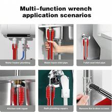 Kit de herramientas de reparación de fregadero y grifo ajustable de 8 en 1, herramienta de instalación de fregadero multifunción antideslizante para baño, inodoro, fregadero de cocina y reparación de plomería - Llave de baño - Ver 6