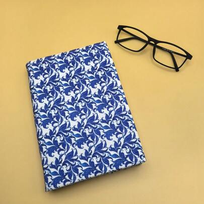 غلاف كتاب مصنوع يدويًا بنسيج أزرق مزهر، غلاف دفتر مذكرات، هدية لعشاق الكتب والأزواج والعائلة