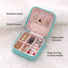 1pc Mini Jewelry Box, Small Travel Jewelry Storage Box, Portable Jewelry Box, Mini Storage Display Box, Suitable For Rings, Earrings, Necklaces (4 Colors - 1 Piece) - 1PC-pink - View 7