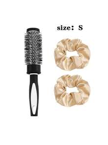 1/3pcs Nylon Hair Brush, Curling Roller Brush, Aluminum Tube Comb, Bangs Styling Tools For Home Use - Black - View 9